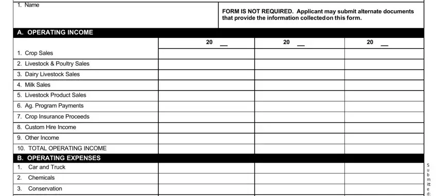 Stage no. 1 for filling out usda fsa2002 form