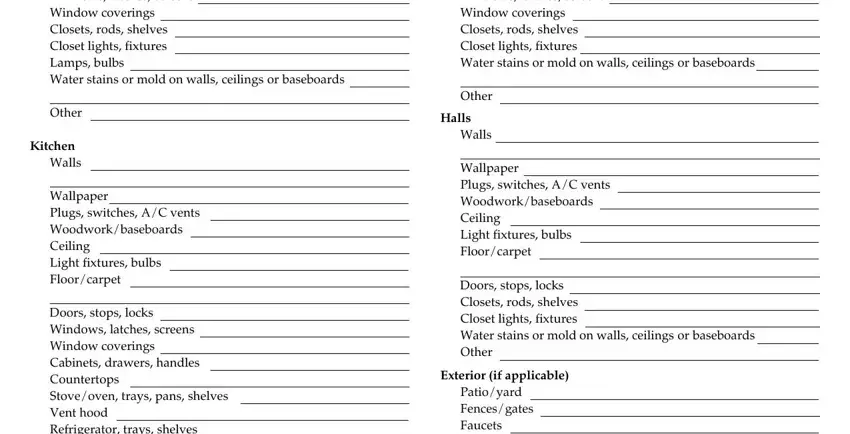 Filling in section 2 of move in condition form