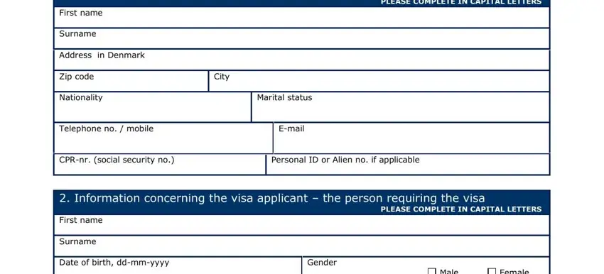 How to fill out invitation form visa step 1