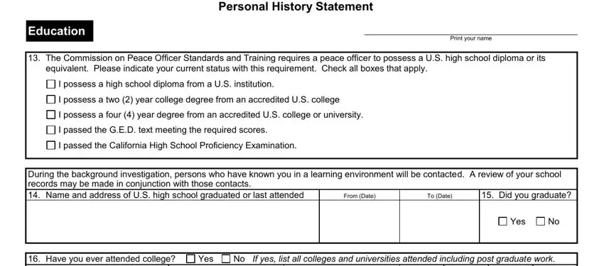 Guidelines on how to fill in personal dieg history form step 3