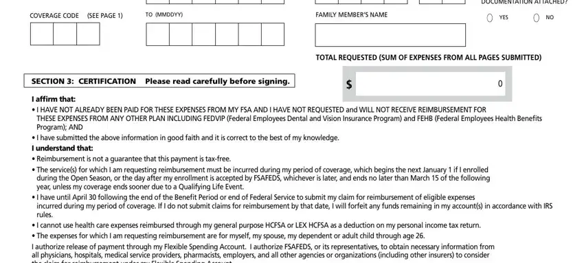 Filling in part 4 in care claim