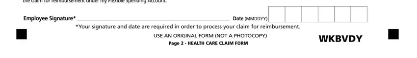 Employee Signature Your signature, Page   HEALTH CARE CLAIM FORM, and I afﬁrm that  Ｉ in care claim