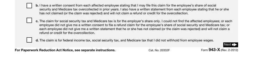 statement from each employee, c The claim for social security, and d The claim is for federal income inside overcollection