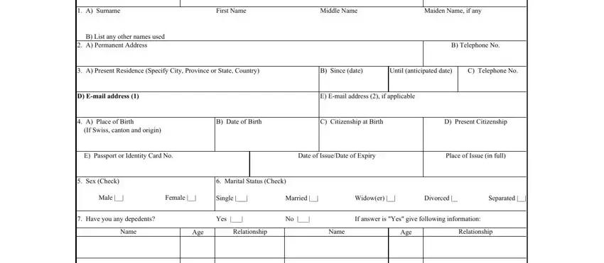 Stage number 1 in submitting iom personal history form download