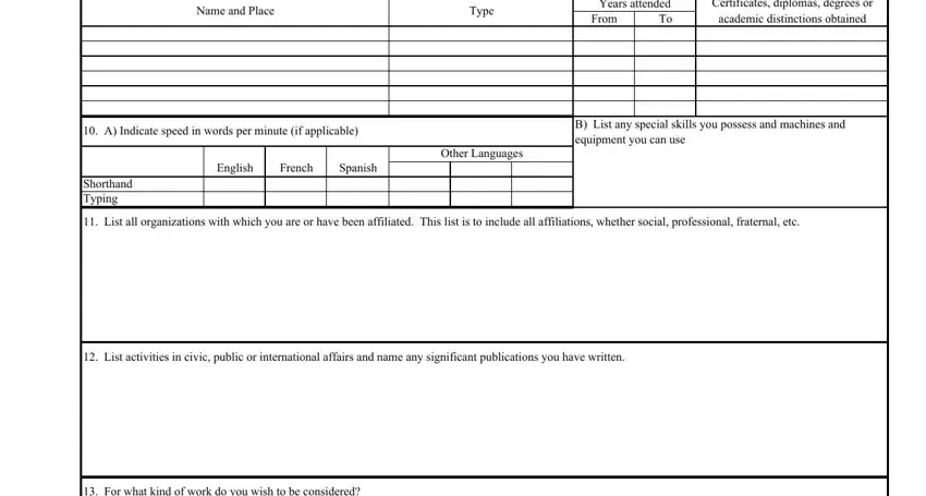 Step # 3 of filling in iom personal history form download