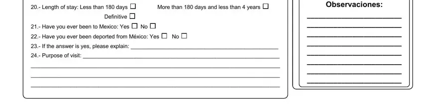 Filling out section 5 in visa application form mexico