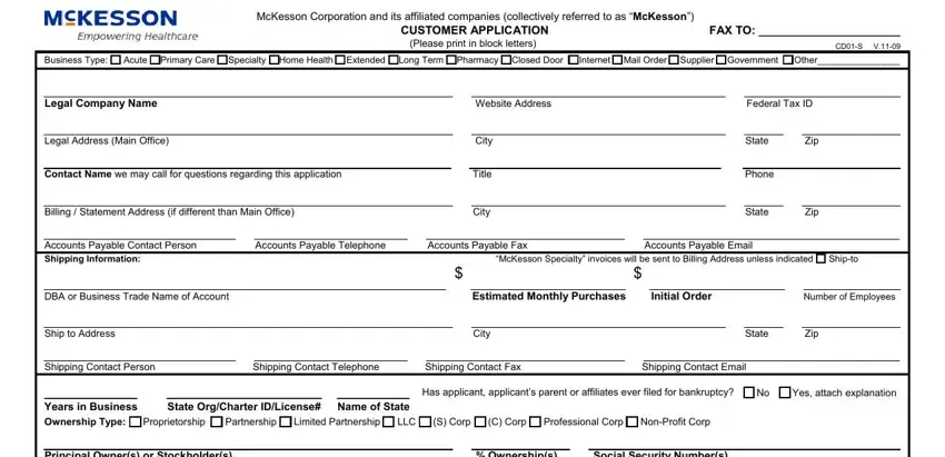 Ways to fill in mckesson credit application step 1