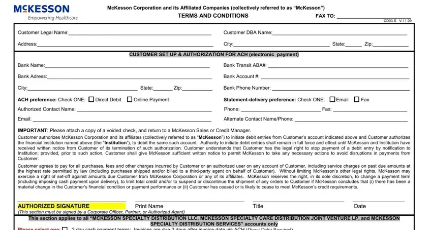 Part no. 4 for filling in mckesson credit application