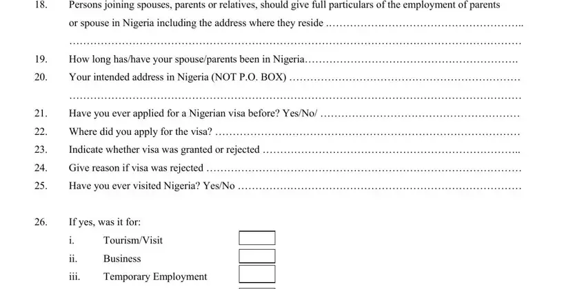 Writing segment 3 in application form nigeria visa