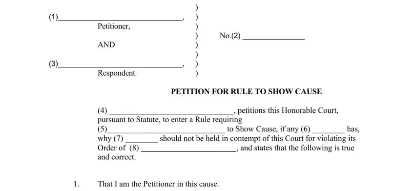 Learn how to fill in petition rule cause stage 1