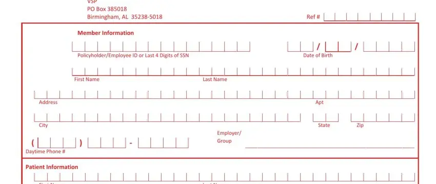 Filling in part 1 in vsp out of network claim form 2021