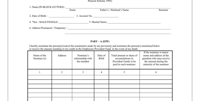 Step # 1 of submitting nomination and declaration form 2 filled sample