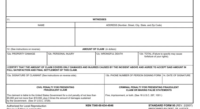 Completing part 2 of form sf95