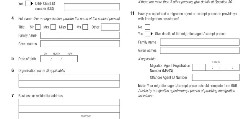 Filling out segment 2 in form956a