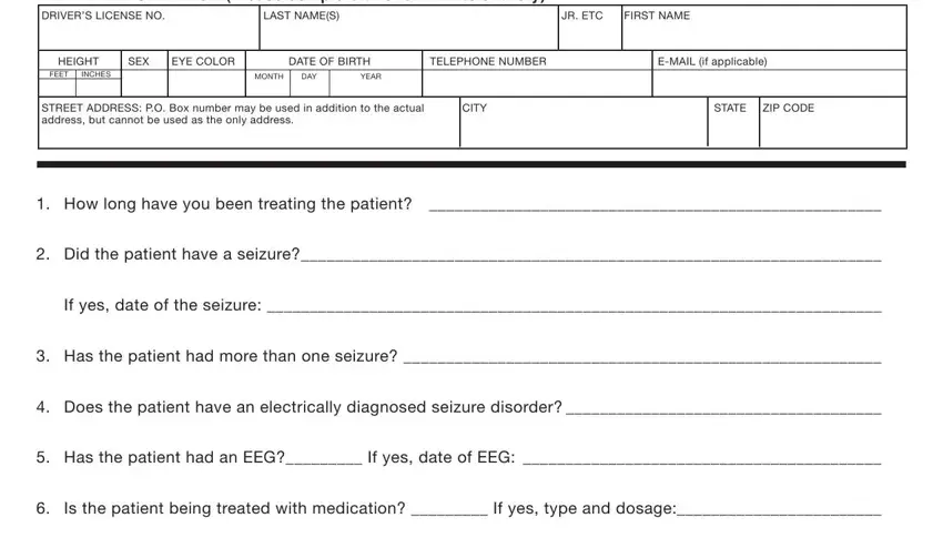 Stage number 1 in filling in penndot medical form