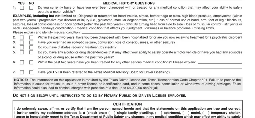 Writing segment 4 in application for a drivers license