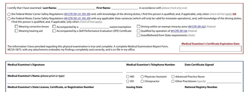 The way to fill out medical examiner certificate stage 1