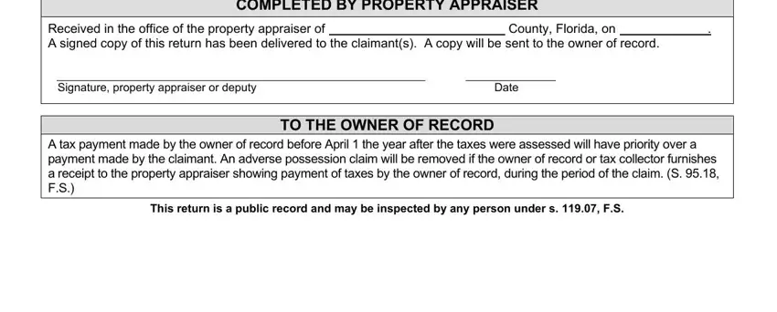 Stage no. 2 of filling in adverse possession title form
