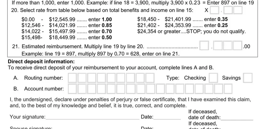 Type Checking, Date, and Direct deposit information To inside rent reimbursement form