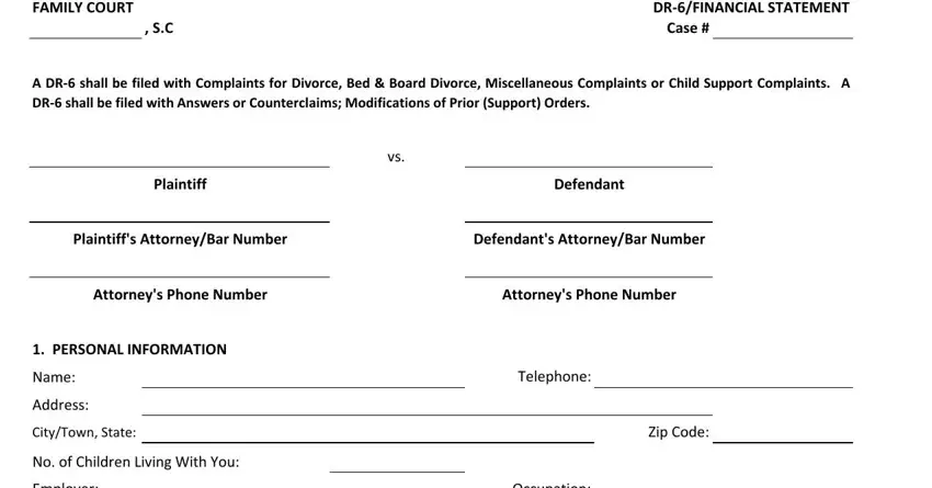 The right way to fill out ri family court form dr 6 stage 1