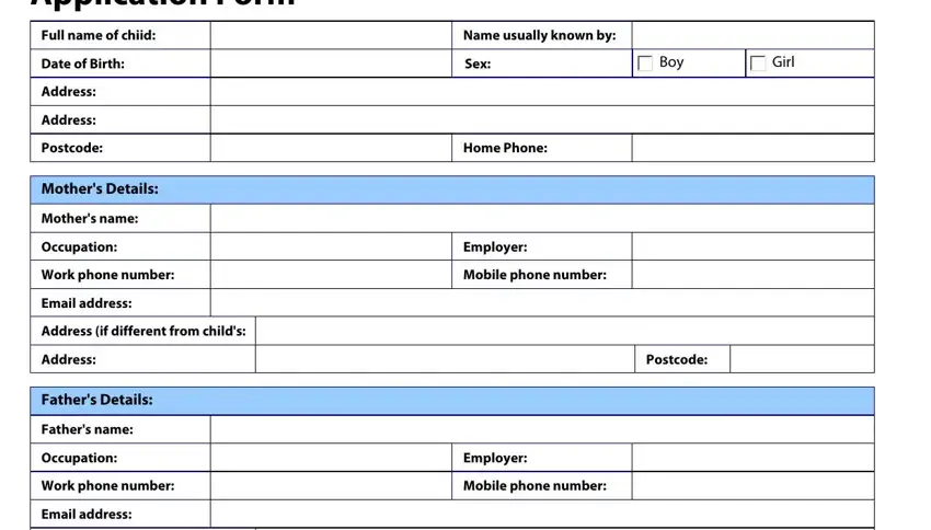 Completing section 1 in daycare enrollment form template
