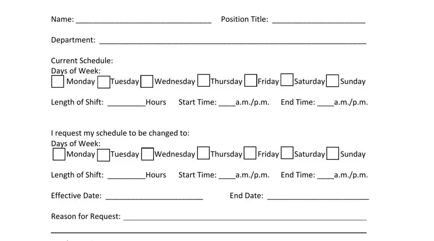 Learn how to fill out schedule change request form template part 1