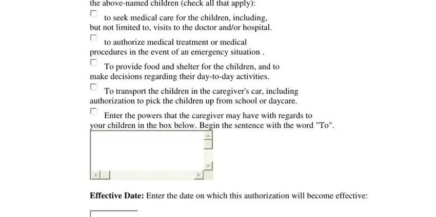 Filling out section 3 of daycare pick up authorization form