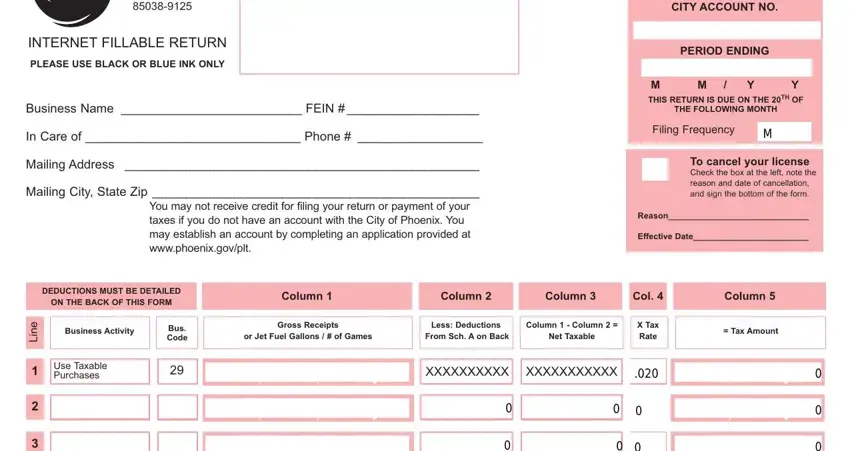 Part # 1 of completing arizona phoenix tax return form