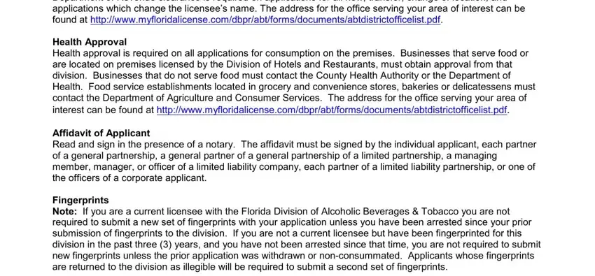 Writing section 3 of florida liquor license application