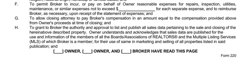 SC Real Estate Listing Agreement Form conclusion process shown (part 5)