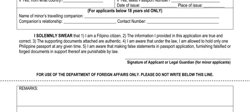 If Yes from what country, Signature of Applicant or Legal, and correct  The supporting documents in philippine passport renewal form 2021