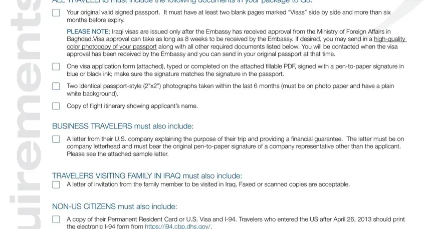 The way to fill out iraq visa pdf step 1