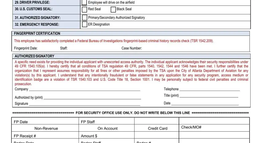 Filling out segment 2 in atl security identification badge application