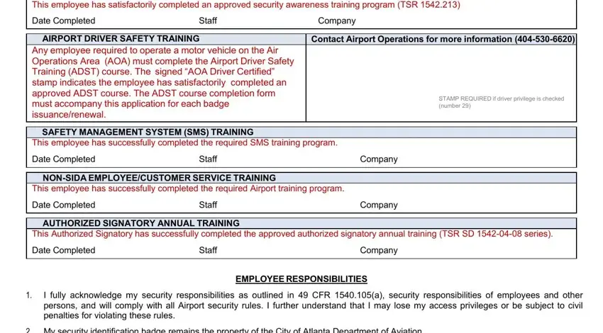 Filling in segment 3 of atl security identification badge application