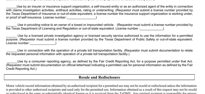 For child support enforcement, Resale and Redisclosure, and Motor vehicle record information of mv 440 form