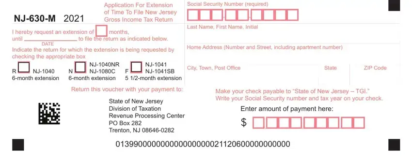 Filling out section 1 in nj form gross tax