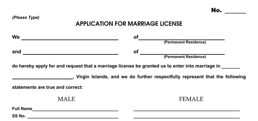 Stage # 1 for filling out marriage form usa pdf