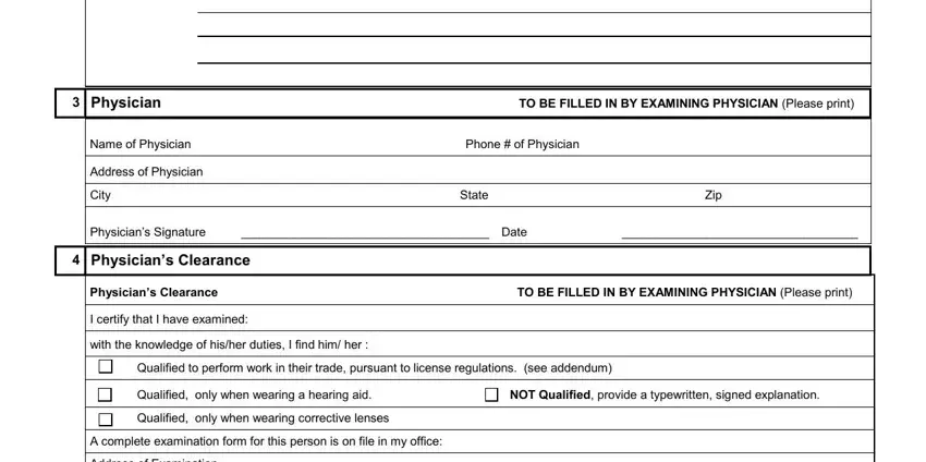 Date, Physicians Clearance, and Name of Physician inside power of attorney affidavit