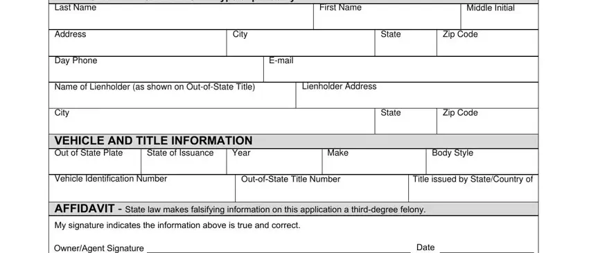 Filling out section 1 of Texas Form Vtr 272