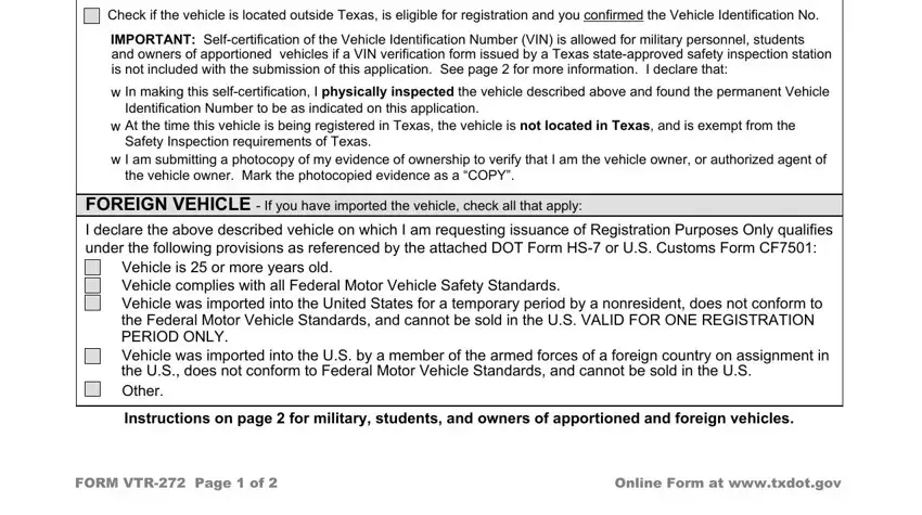 Filling out segment 2 in Texas Form Vtr 272