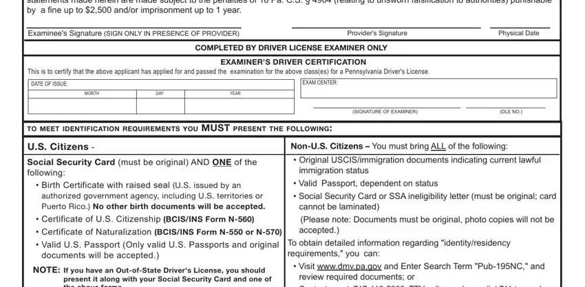 YEAR, COMPLETED BY DRIVER LICENSE, and to meet identification in Physical Form For Pa Drivers Permit