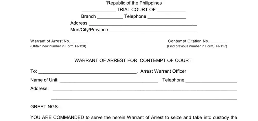 Stage number 1 for completing warrant of arrest philippines sample pdf