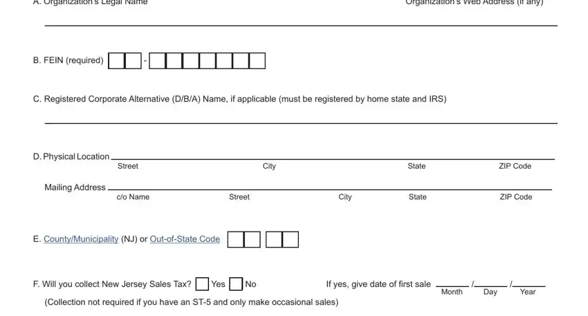 Filling out section 1 in new jersey st 5 exempt form