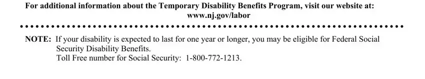 Step number 1 of filling in nj form disability