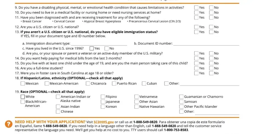Step no. 4 in filling in sc dhhs form 3400 01