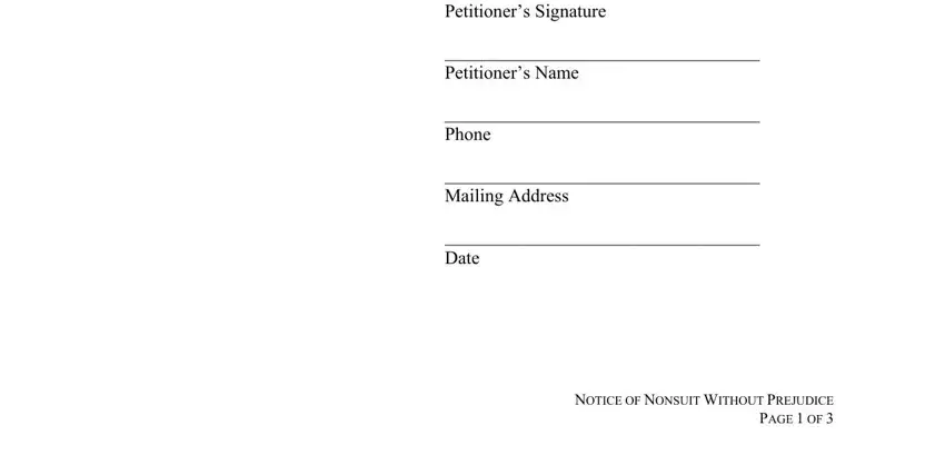 Petitioners Name, NOTICE OF NONSUIT WITHOUT, and Phone of texas notice of nonsuit form