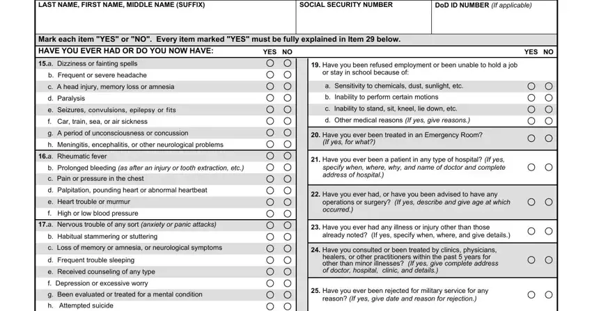Part # 4 for filling in form report medical history online