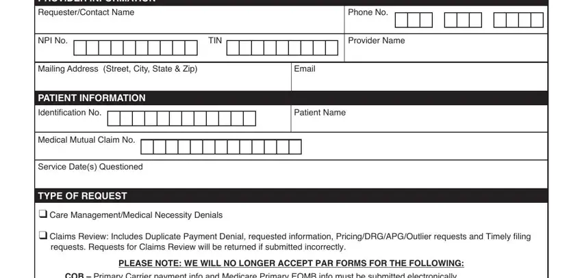 Part # 1 for filling in medical mutual appeal form