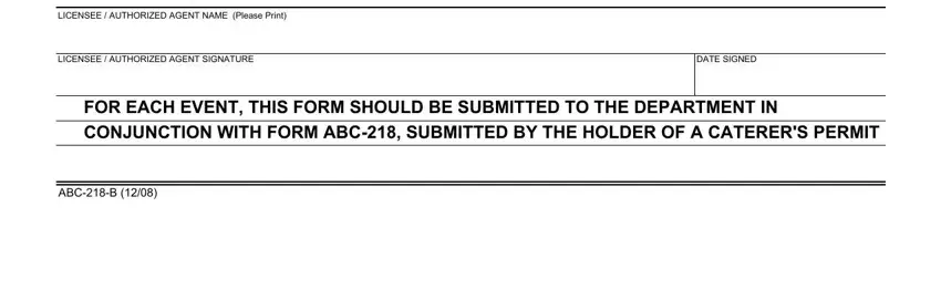 ABCB, LICENSEE  AUTHORIZED AGENT, and I declare under penalty of perjury inside abc 218 form