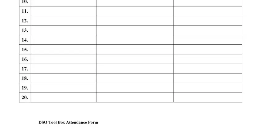 Filling out section 2 in toolbox talks template